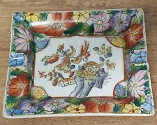 Vintage Ceramic Rectangular Asian Flower and Bird Art Chinese Ashtray 6