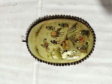 Vintage Old Persian Miniature Painting On Shell Showing Soldiers Waiting By The picture
