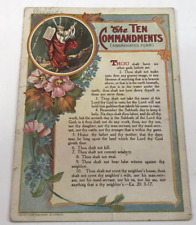 VINTAGE Victorian Church Card ~ The Ten Commandments picture