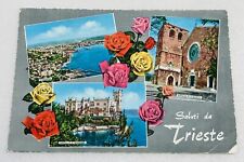 Vintage Postcard Greetings From Trieste Italy Old Church Buildings Ocean Bay P2 picture