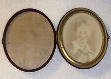 White Glass Photo of a Woman in Oval Velvet Case Circa 1850s-1860s Apprx 4”x 3” picture