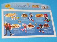 Sonic The Hedgehog IHOP Restaurant Promotional Original Tabletop Flashcard NEW picture