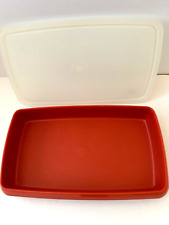Vintage Tupperware Rectangular Bacon Deli Meat Keeper & Lid Paprika Red picture