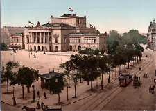 Germany, Leipzig. Augustus Platz with Theatre. vintage print photochrome, v picture