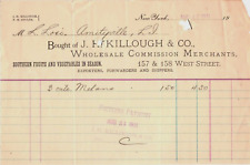 Vintage 1911 BILL HEAD RECEIPT*J. H. KILLOUGH & CO*Commission Merchants NEW YORK picture