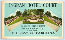 Postcard Ingram Hotel Court, Cheraw SC linen J156 picture