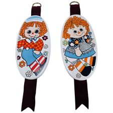 VTG 1980's Ceramic RAGGEDY ANN & ANDY WALL HANGING PLAQUE Set 10