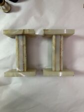 Pair Of Antique French Art Deco Stone Clock Garnitures  picture