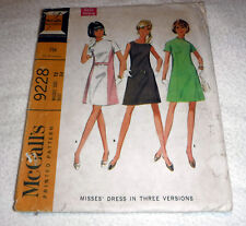 VTG 1968 McCalls 9228 Sewing Pattern Dress Belt Retro Mod Women's Sz 12, Bust 34 picture