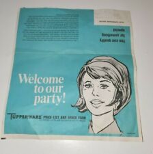 VINTAGE TUPPWERWARE PARTY PARTIAL PRODUCT ORDER FORM CIRCA 1970'S picture
