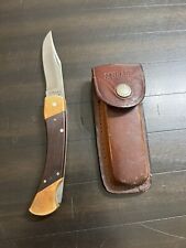 Vintage Schrade + USA LB7 Uncle Henry Folding Hunter Knife w/ Leather Sheath picture