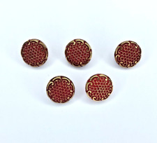Vintage Red Glass Buttons Lot 5 Matching 5/8