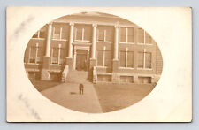 RPPC Cameo View of High School Dog & Man Likely Ponca City Oklahoma OK Postcard picture