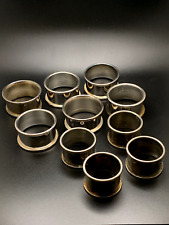 Vintage Set of 10 Pewter or Silver Plate Napkin Rings 4 @ 1-1/2 inch 6 @ 2 inch picture