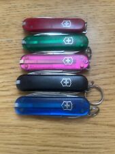  Lot Of 5 Victorinox Classic SD Swiss Army Knives  Black, Red, Green, Blue, Pink picture