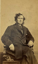 ANTIQUE CDV PHOTO FORMIDABLE MAN UNRULY CURLY HAIR 1890S BROADWAY NY GOOD picture