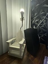 Wooden Adirondack Vintage Beach Chair Table Lamp Nautical Home Decor White picture