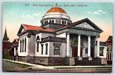 Santa Ana, CA, First Congregational Church, Antique Vintage 1911 Post Card picture