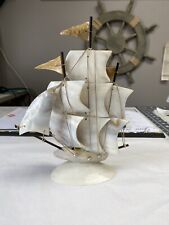 vintage mother of pearl clipper ship made in Japan 8 inches tall made of shells picture