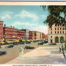 c1940s Concord, NH Main Street South Black Torpedo Cars Chevy Ford Buick PC A177 picture