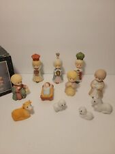 Vintage Nativity Set 11 piece Hand-Painted Bisque Ceramic Christmas in Box picture