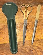 Vintage Sinclair Letter Opener and Scissors Set In Leather Made In Germany picture