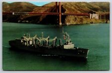 USS Roanoke AOR-7 Naval Ship Marine Photo Pub Chrome Postcard picture