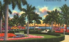 Postcard FL A Beautiful Park in Florida Unused Linen Antique Vintage PC  f1766 picture