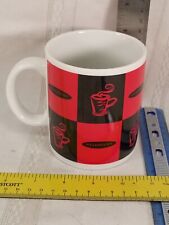 Vintage Starbucks 1995 Black Red Checker Checkered Mug Coffee Cup Jackal Design picture