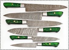 6 Pc's Beautiful Custom hand made Damascus steel Chef knife Set. (ZE-1071-G) picture