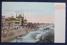 1909 Ocean Park Califorbnia Bath House & Beach Bathers Postcard picture