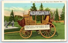 Postcard WY 1953 Cheyenne Overland Trail Stage Coach Vtg View H6 picture