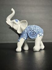 Lucky Thai Elephant Figurine by George S. Chen Imports White Blue picture