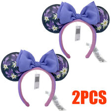 2PCS Disney~Parks Disneyland Resort Lavender Flowers Purple Minnie Ears Headband picture