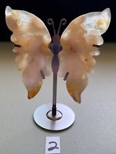 Cherry Flower Agate Butterfly Wings Carving,Quartz Crystal,Metaphysical,Reiki, picture