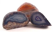 Three POLISHED BRAZIL AGATE NODULES … 1.5 lbs … lovely polished display faces  picture