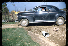sl82 Original slide 1950's Red Kodachrome man old car 337a picture