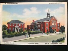 Vintage Postcard 1943 St. Joseph's Rectory & Church, Gardener, Massachusetts (MA picture