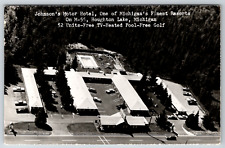 c1950s RPPC Johnson's Motel Michigan Houghton Lake Aerial Antique Postcard picture