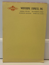 Vtg WOLVERINE EXPRESS INC FREIGHT LINES Yellow Note Pad 45 Unused Sheets 6