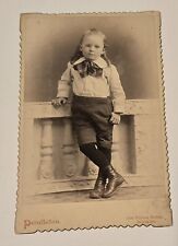 Cabinet Card Young Boy Standing Long Ringlet Curls Pendleton Studio Brooklyn, NY picture