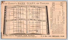 Antique Postcard~ Advertising~ Van Zandt's Bank Diary, Or Tickler~ Chicago, IL picture