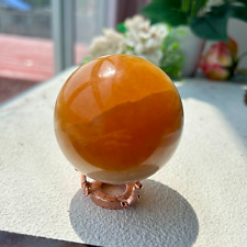435g Natural Banded Orange calcite Quartz Crystal sphere Display healing67mm 6th picture