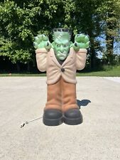 Vintage Lighted Halloween Frankenstein Plastic Blow Mold 36 Tall Does Work OBO picture