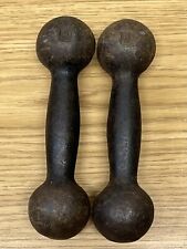 3 lb Cast Iron Globe Head Dumbbell Hand Weight Strongman Vintage Antique Circus picture