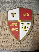 Medieval Royal Crusader Knight Foam Shield w Lion Fleur De Lis Coat Of Arms LARP picture