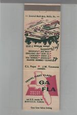 Matchbook Cover Travel First Class GA - Fla Motor Court Monticello, FL picture