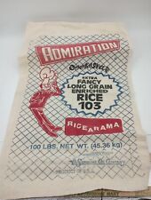 Rare Vtg 100lb Admiration Foods Englewood N.J Oriental Style Rice Bag picture