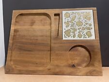 Vintage MCM Georges Briard Hardwood Charcuterie Cheese Board Culver Gold Tile picture