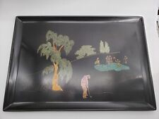 Large Couroc Tray Golf Scene Vintage 15 x 12.5in MCM picture